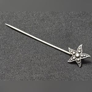 Vintage Elegant Sterling Silver And Plated Starfish Hatpin/ Brooch
